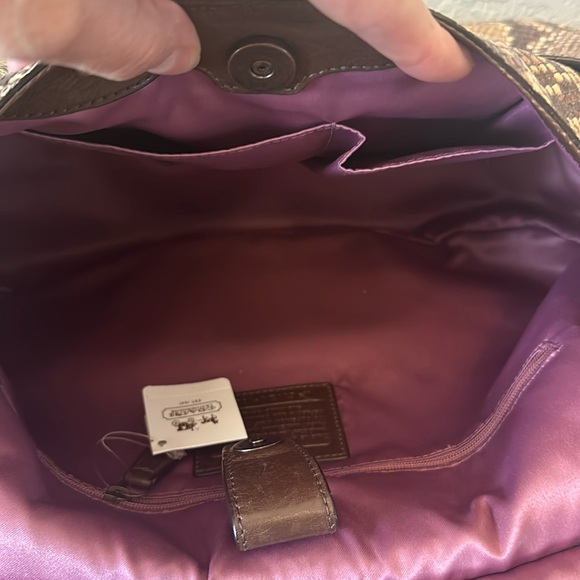 Coach Chelsea Flap Embossed Python Rich Chocolate Brown leather & Suede 18215 - Picture 10 of 15